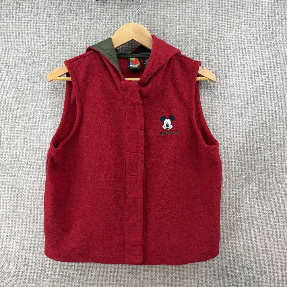 Disney Mickey Unlimited Unisex Lightweight Fleece‎ Hooded Vest Red Size Large